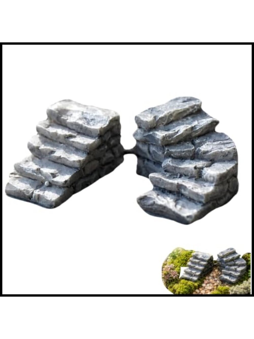 2Pc Miniature Resin Garden Bridge and Stone Steps Fairy Garden Decor